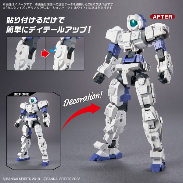 Gundam Express Australia Bandai 1/144 30MM Customize Material (Decoration Parts 1 White) when used