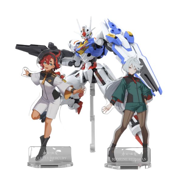 Bandai Gunpla Package Art Acrylic Stand Mobile Suit Gundam The Witch From Mercury All 2 Types Suletta Mercury and Miorine Rembran 