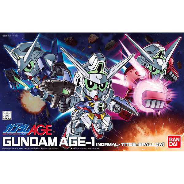 Bandai SDBB Gundam Age-1 Normal/Titus/Spallow package artwork