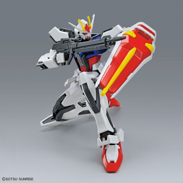 Bandai 1/144 EG Strike Gundam action pose kneeling