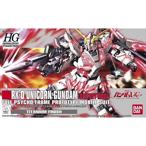 Bandai 1/144 HGUC Unicorn Gundam Destroy Mode Titanium finish package art