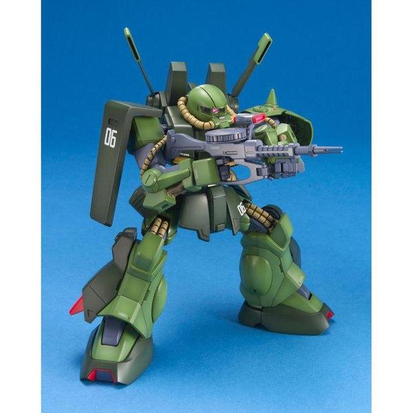 Bandai 1/100 MG RMS-106 Hi-Zack action pose with weapon. 