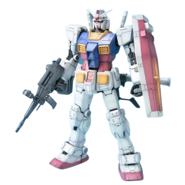 Gundam Express Australia Bandai 1/100 MG RX-78-2 Gundam One Year War front view holding a rifle and shield