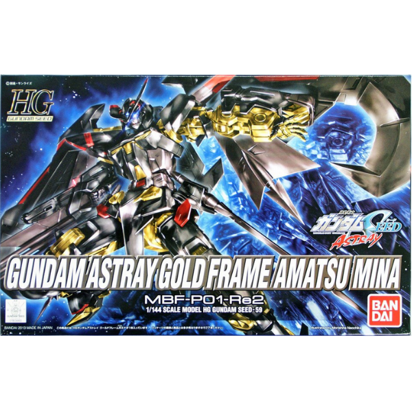 Gundam Express Australia Bandai 1/144 HG Gundam Astray Gold Frame Amatsu Mina package artwork