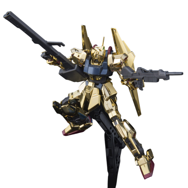 P-Bandai HG 1/144 Gundam Base Limited Hyaku Shiki [Gold Plated] action pose