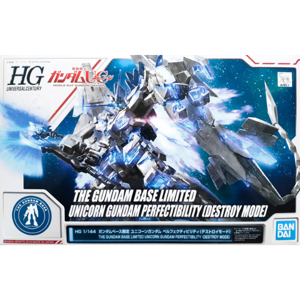 Gundam Express Australia Bandai HG 1/144 Gundam Base Limited Unicorn Gundam Perfectibility (Destroy Mode) view on front package artwork