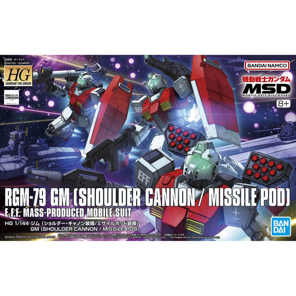 Gundam Express Australia Bandai 1/144 HG GM (Shoulder Cannon/ Missile Pod Equipment) package artwork