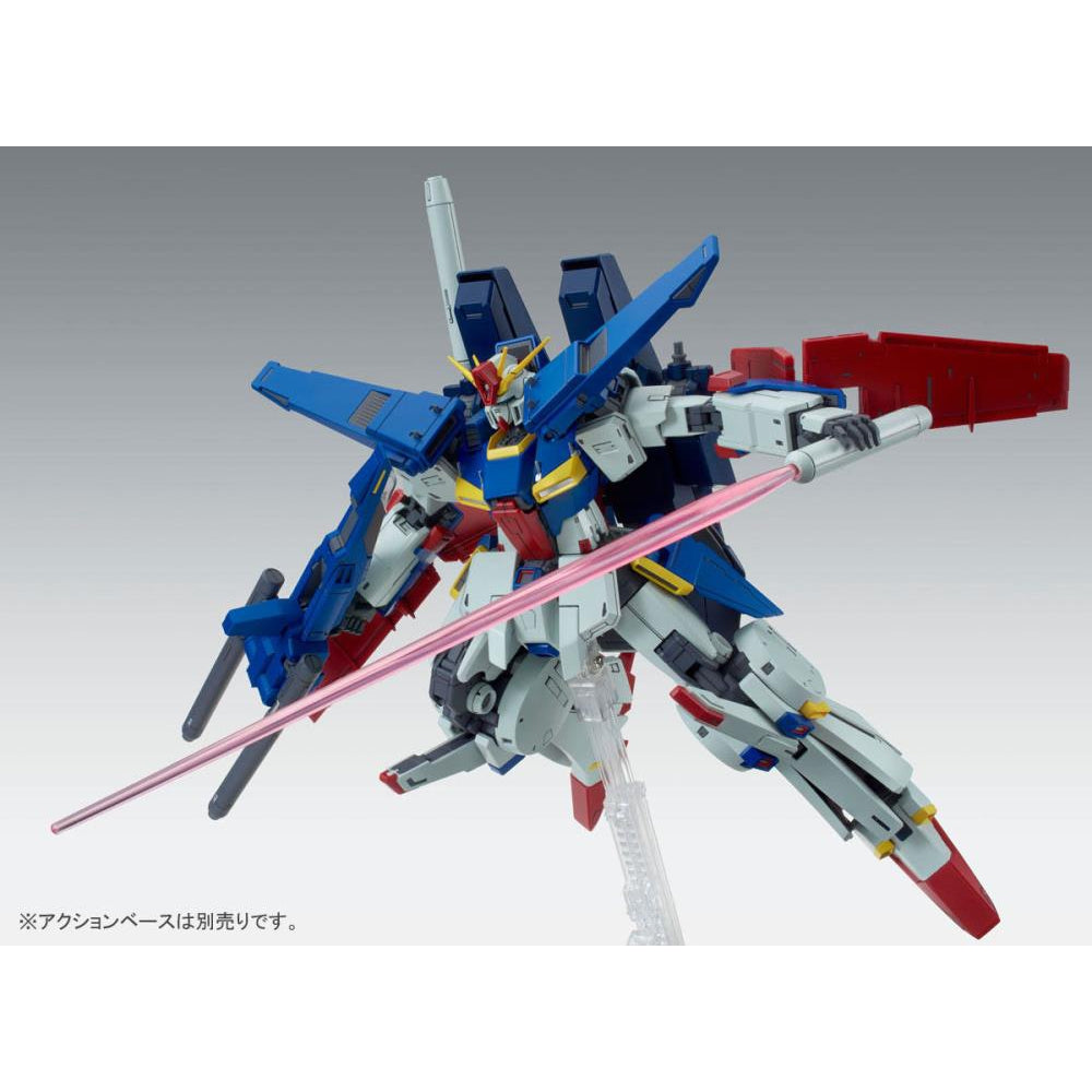 P-Bandai 1/100 MG Enhanced ZZ Gundam Ver Ka action pose with beam saber