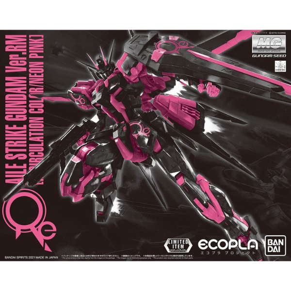 Gundam Express Australia P-Bandai 1/100 MG Gundam Base Limited Ecopla Aile Strike Ver RM [Recirculation Colour/Neon Pink] package artwork