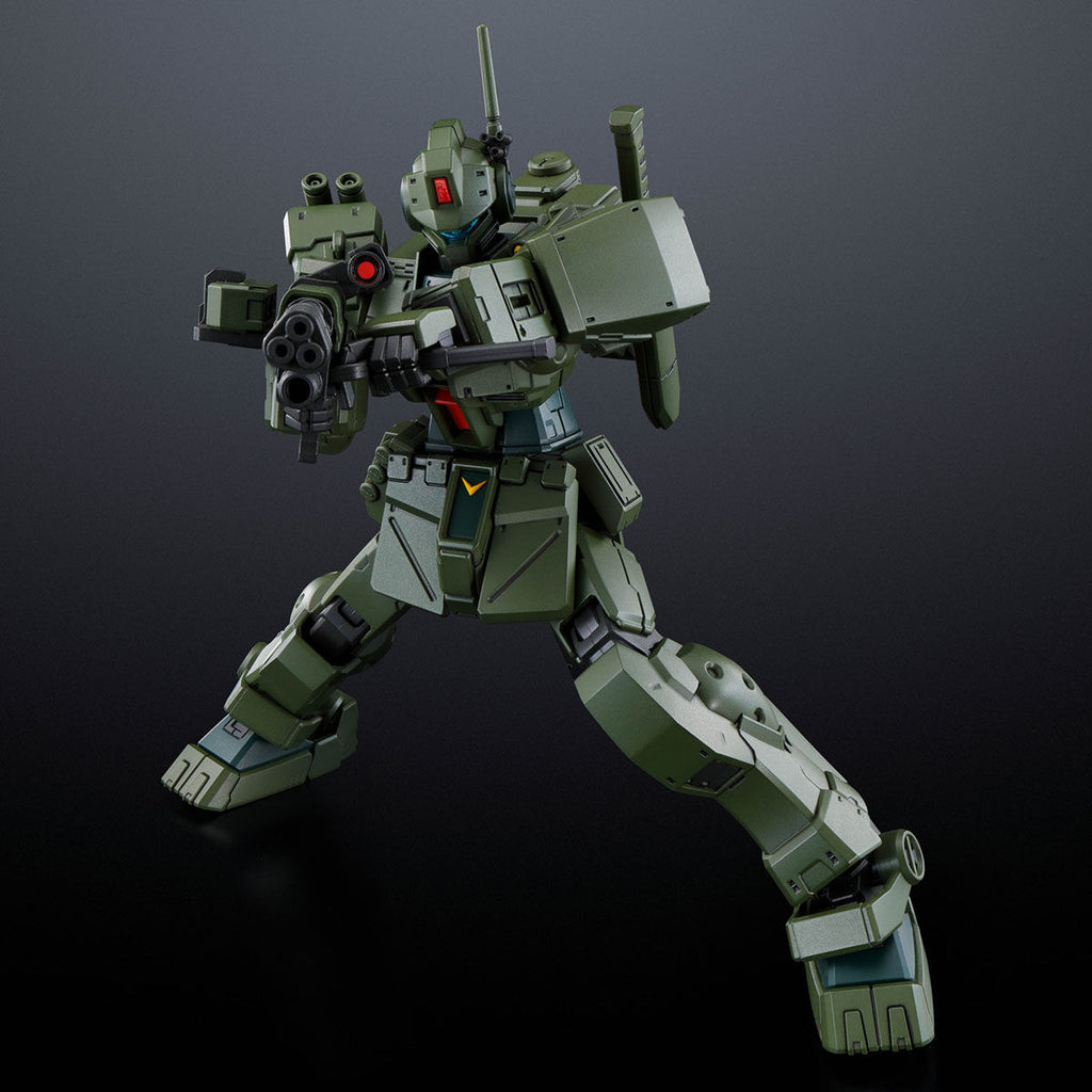 Gundam Express Australia P-Bandai HG 1/144 GM Spartan action pose with weapon. 