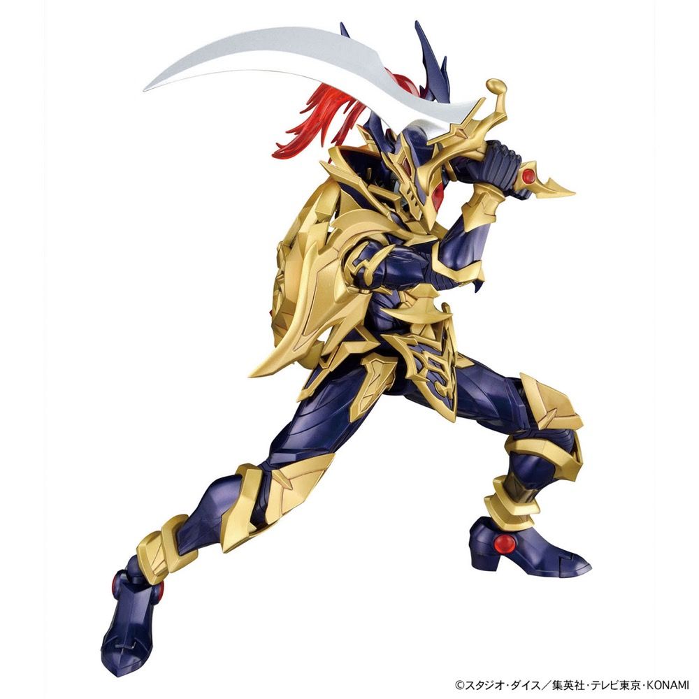 GEA Bandai Figure-rise Standard Amplified Black Luster Soldier (Yu-Gi-Oh!) action pose with weapon. 