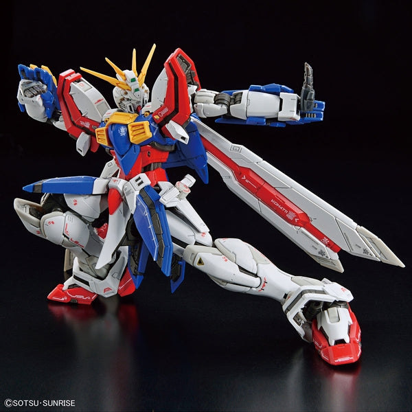 Bandai 1/144 RG God Gundam ready to strike with a punch pose