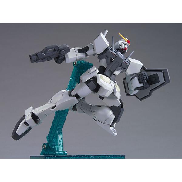 Bandai 1/144 HG GN-0000 Gundam 0 Gundam action pose with weapon. 