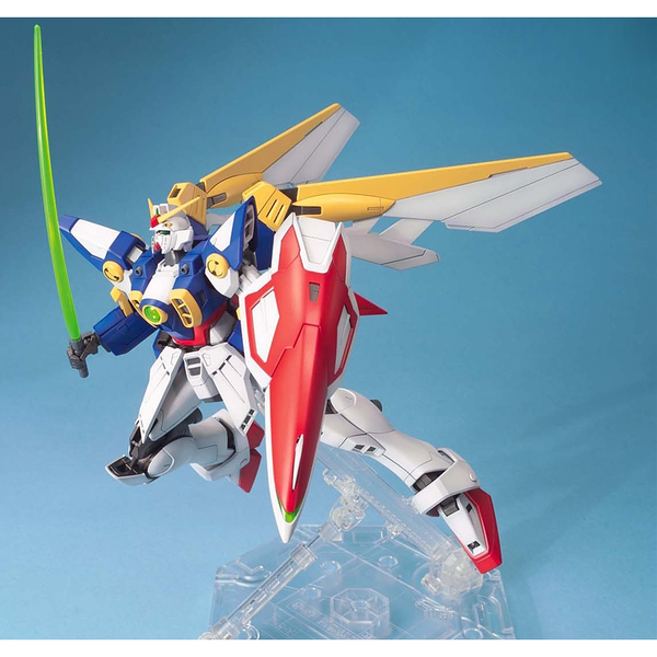 Bandai 1/100 MG XXXG-0IW Wing Gundam  action pose with weapon. 