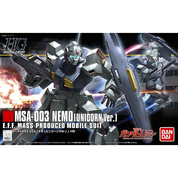 Bandai 1/144 HGUC Nemo Unicorn Ver package artwork