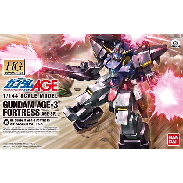 Bandai 1/144 HG Gundam Age-3 Fortress package artwork