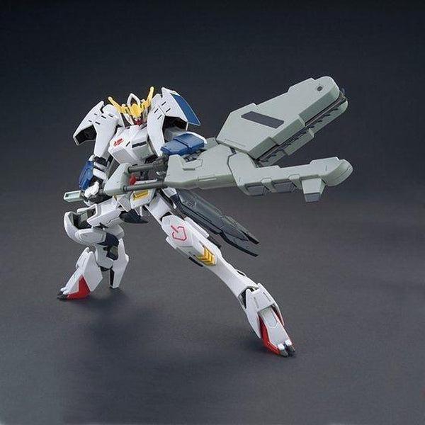 Bandai 1/144 HG Gundam Barbatos 6th Form action pose with weapon. 