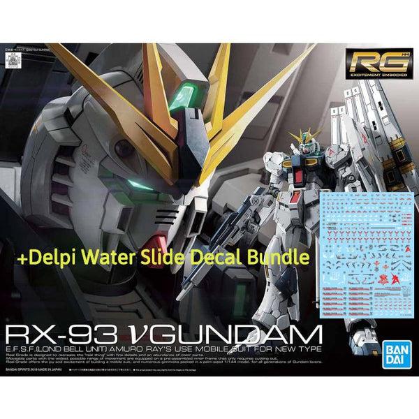 Bandai 1/144 RG RX-93 Nu Gundam + Delpi Water Slide Decal Bundle