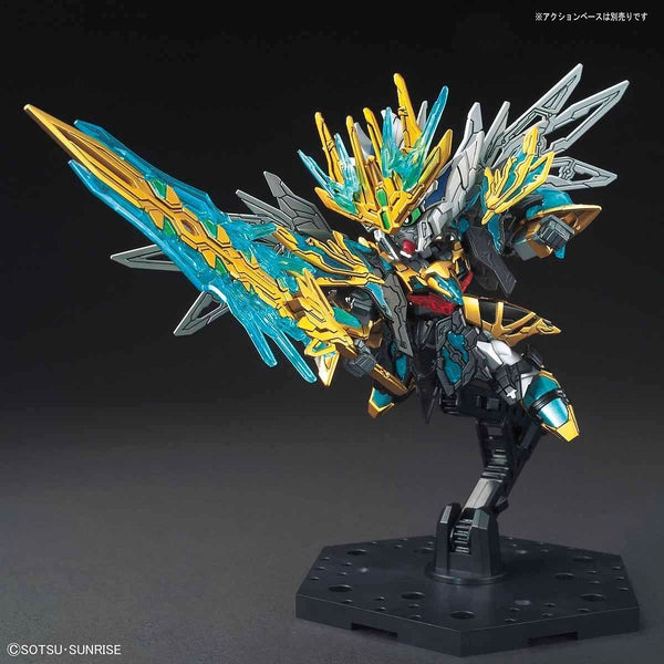 Bandai SD Sangoku Soketsuden Tian Ba Cao Cao Wing Gundam action pose with weapon. 