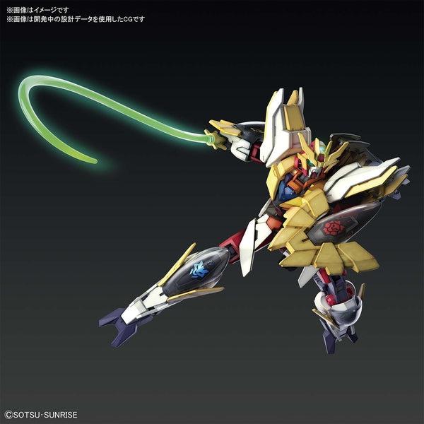 Bandai 1/144 HGBD:R Gundam Anima Rize action pose with weapon. 