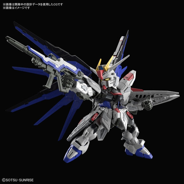 Bandai 1/100 MGSD Freedom Gundam action pose with beam rifle