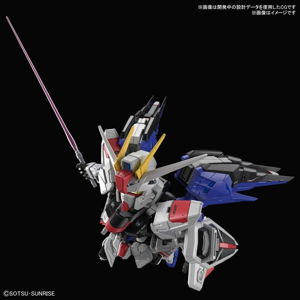 Bandai 1/100 MGSD Freedom Gundam action pose with beam saber in flight