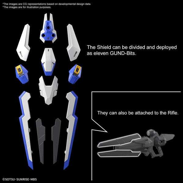 Bandai  Full Mechanics 1/100 HG Gundam Aerial shield has 11 components