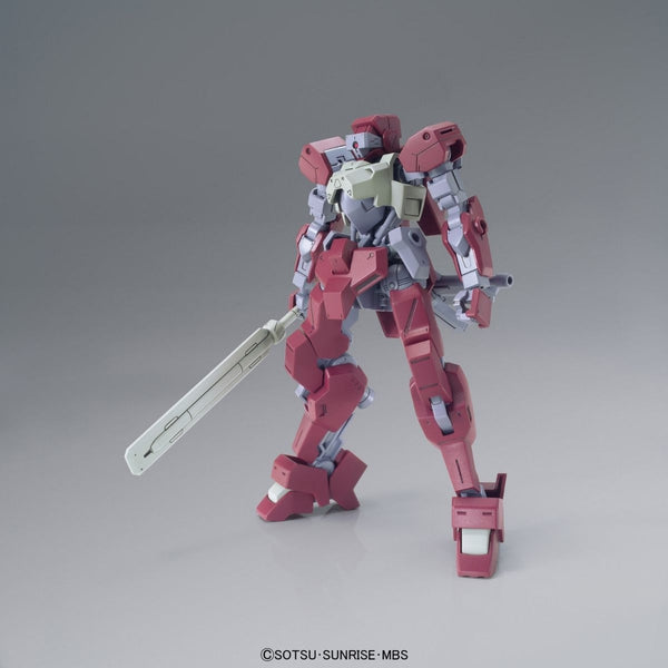 Bandai 1/144 HG IBO IO Frame Shiden action pose with weapon. 