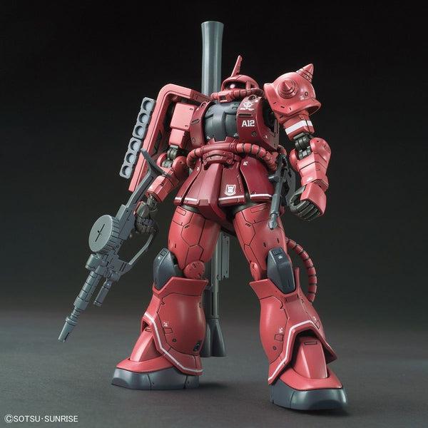 Bandai 1/144 HG Zaku II Red Comet Ver front view with weapon