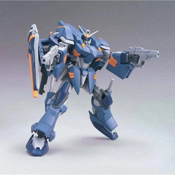 Bandai 1/144 HG Blu Duel action pose with weapons.