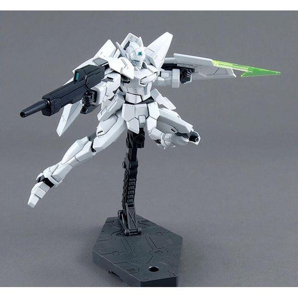 Bandai 1/144 HG G Bouncer action pose with weapon. 