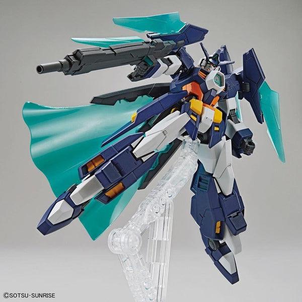 Bandai 1/144 HGBD:R Gundam Try Age Magnum action pose with weapon. 