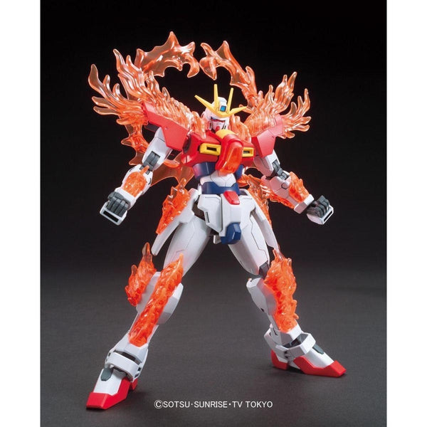 Bandai 1/144 HG BF Try Burning Gundam front view with flames