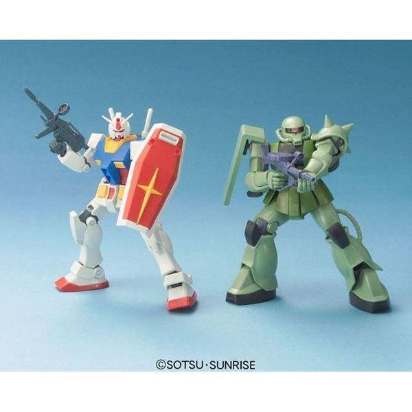 Bandai 1/144 HGUC Gundam Starter Set 1. RX-78 and Zaku II action poses