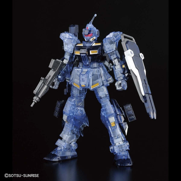 P-Bandai 1/144 Gundam Base Limited HGUC Pale Rider Ground Heavy Equipment Type Clear Colour front on view.