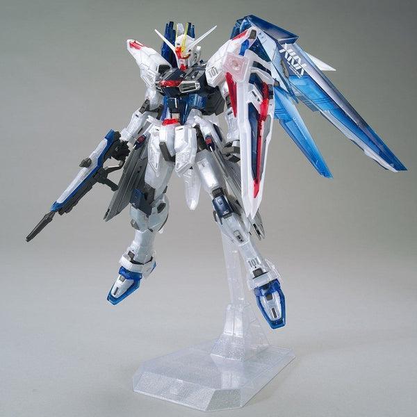 Bandai MG 1/100 Gundam Base Limited Freedom Gundam Ver.2.0 [Clear Color] front on view.