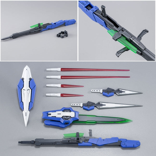 P-Bandai MG 1/100 Gundam Exia Repair III included accessories in a multi format picture