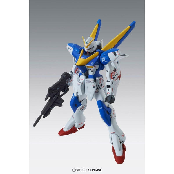 Bandai 1/100 MG Victory 2 Gundam Ver Ka action pose with weapon. 