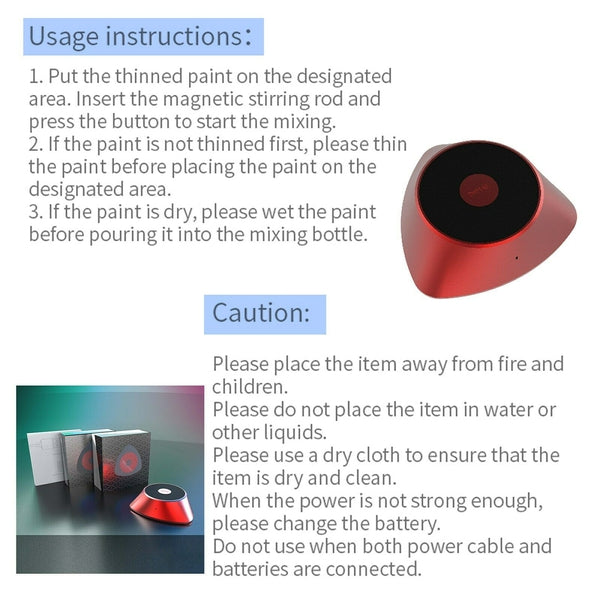 Dspiae MS-01 Magnetic Paint Mixer instructions and warnings